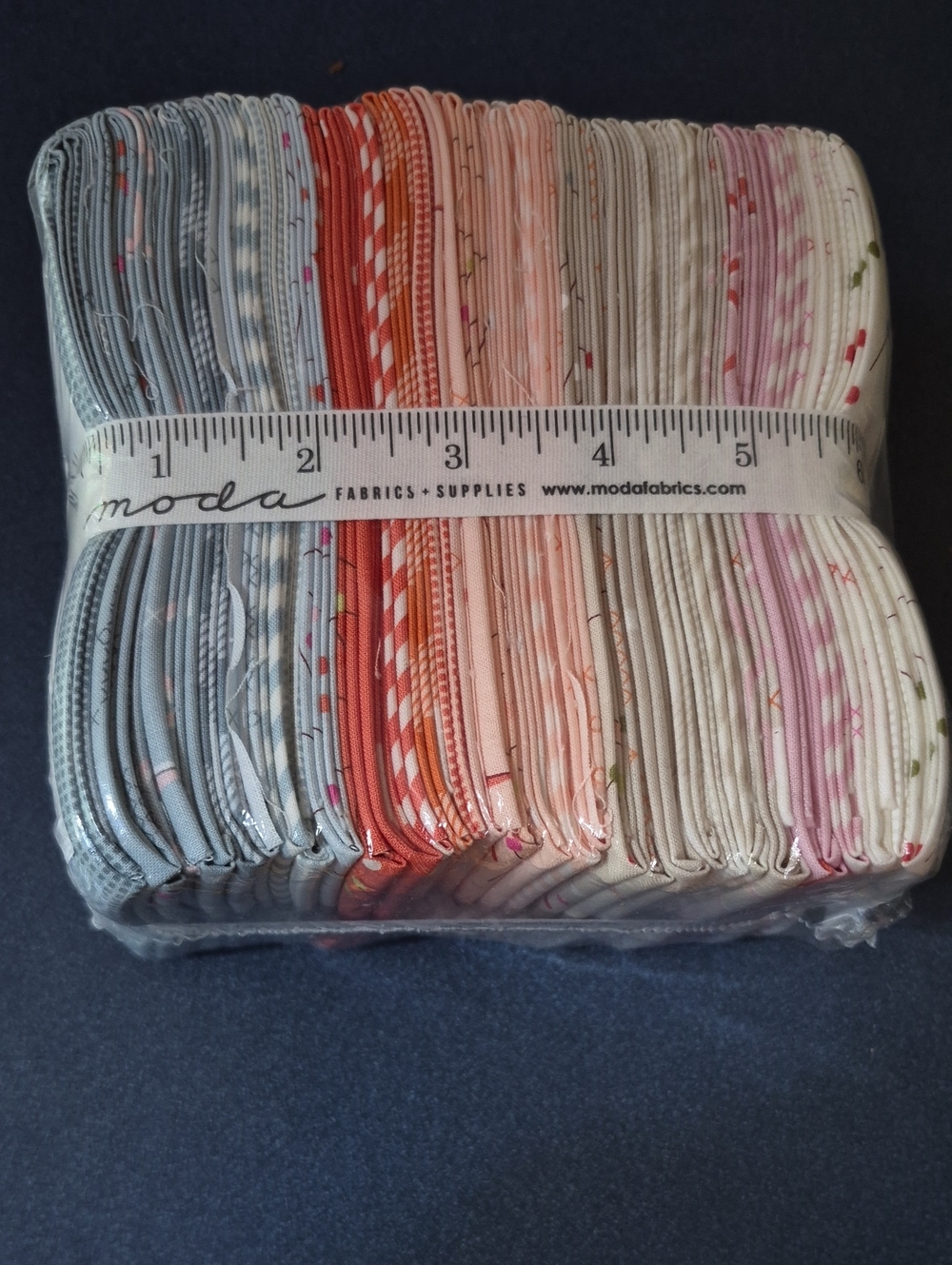 Moda Fat Quarter Bundle in Blue, Coral, Peach, Cream & Pink Prints